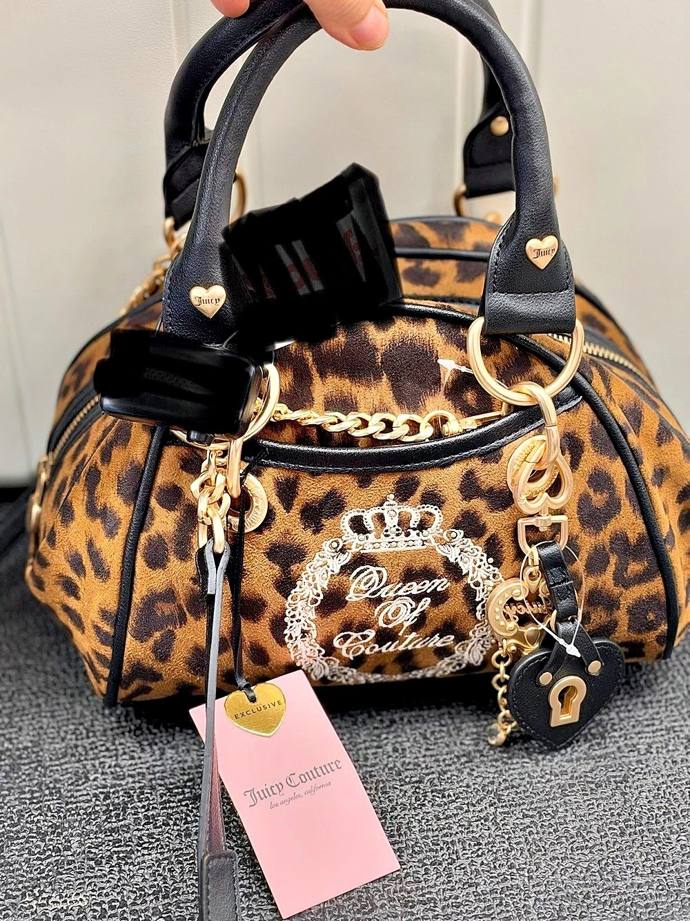 Juicy Couture Queen of Couture Leopard Satchel Brown & Black